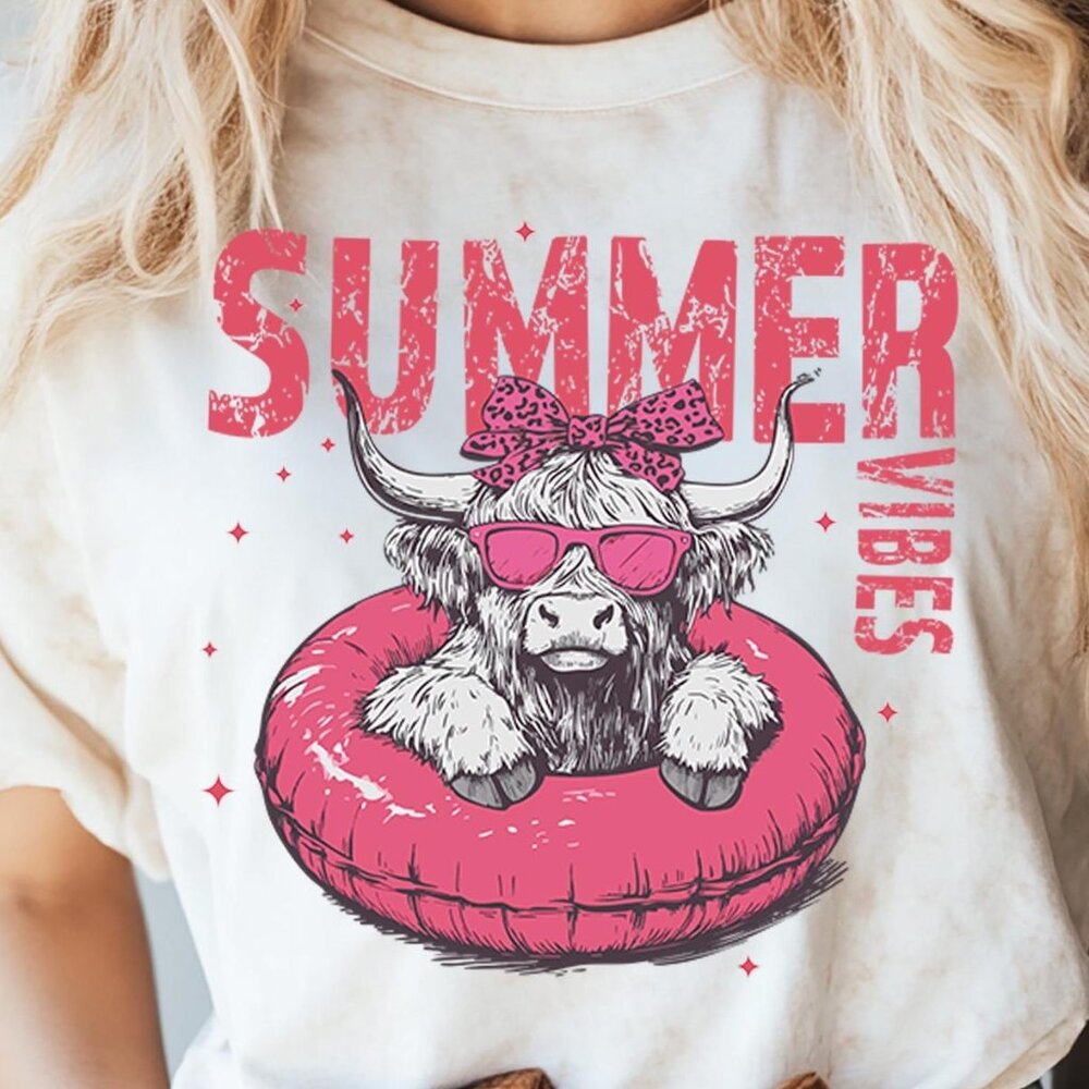 Summer Vibes Highland Cow Shirt